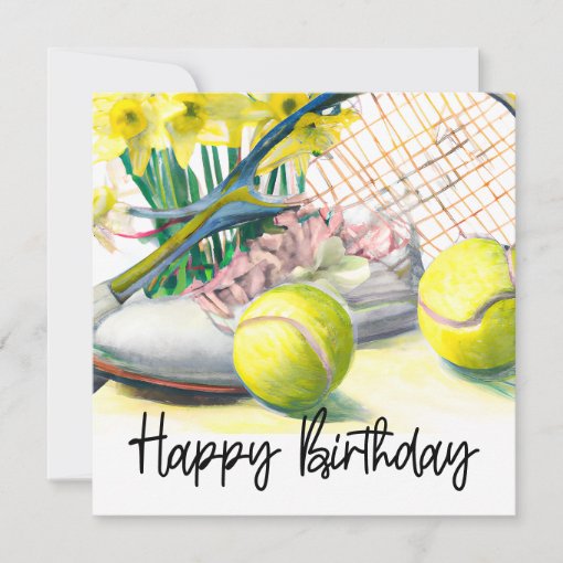 Tennis ball with lots of flower for birthday card | Zazzle