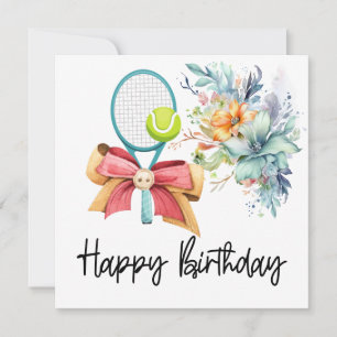 Tennis ball with lots of flower for birthday card