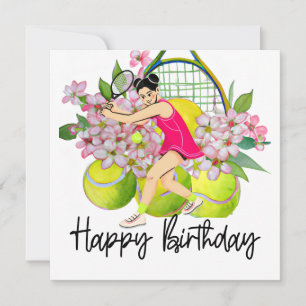 Tennis ball with lots of flower for birthday  card