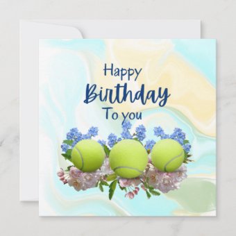 Tennis ball with lots of flower for birthday card | Zazzle