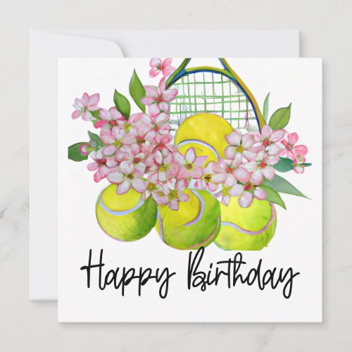 Tennis ball with lots of flower for birthday  card