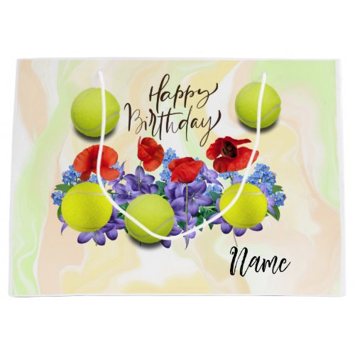 Tennis ball with lots of flower for birthday   large gift bag