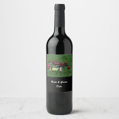 Tennis ball with LOVE for Player Wedding Party   Wine Label