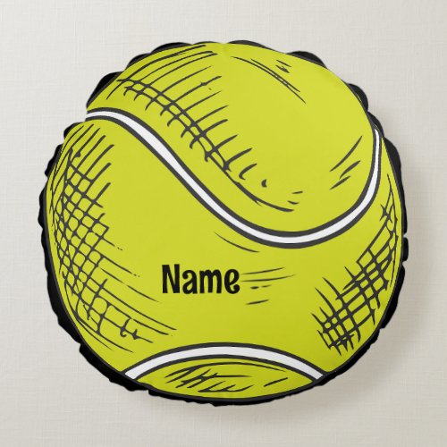 Tennis Ball with name for tennis player Round Pillow