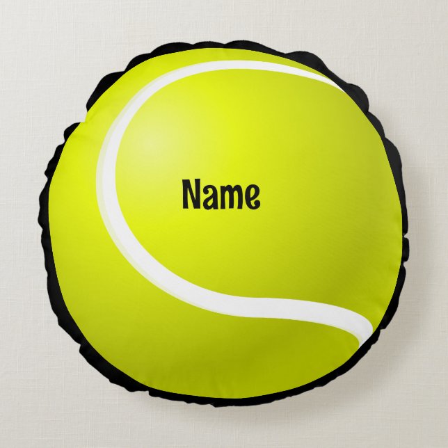 Tennis Ball with name  Round Pillow (Front)