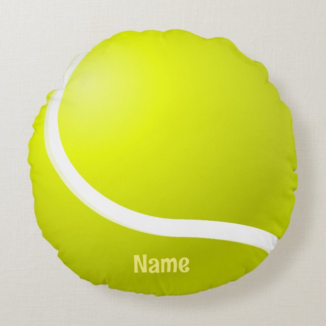 Tennis Ball with name  Round Pillow (Front)