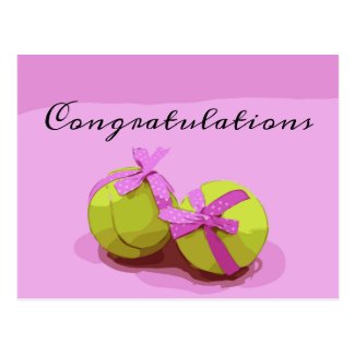 Tennis ball with pink ribbon Congratulations Postcard