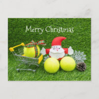 Tennis ball with Santa Claus Christmas shopping Postcard