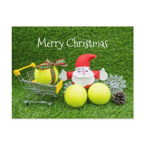 Tennis ball with Santa Claus Christmas shopping Postcard