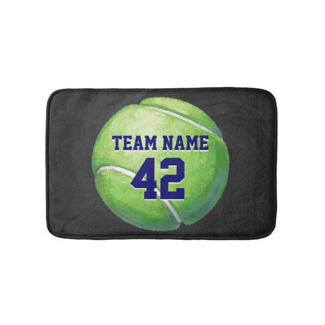 Tennis Ball with Team Name and Number Bath Mat (Front)