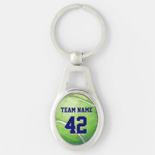 Tennis Ball with Team Name and Number Keychain