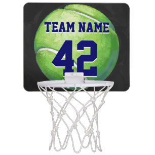 Tennis Ball with Team Name and Number Mini Basketball Hoop