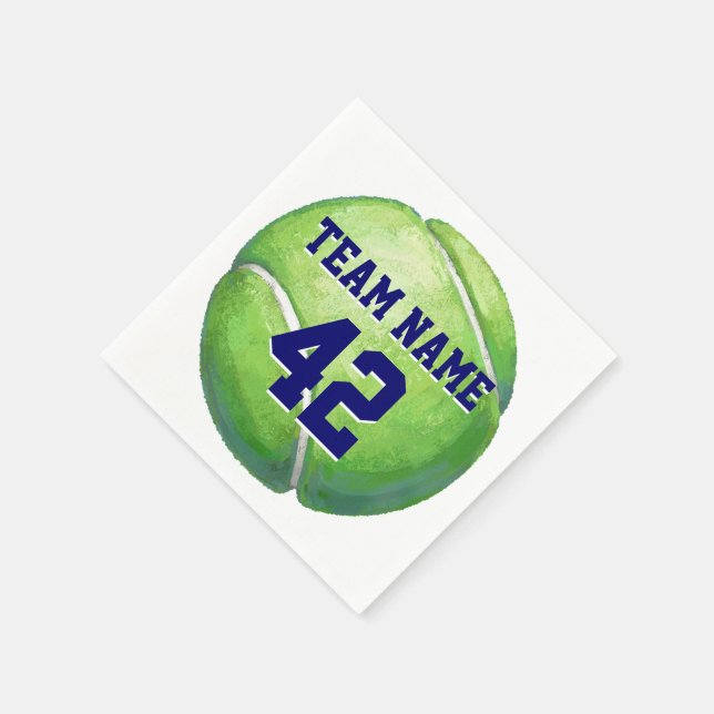 Tennis Ball with Team Name and Number Paper Napkins (Corner)