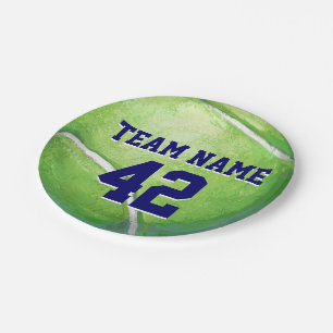 Tennis Ball with Team Name and Number Paper Plates