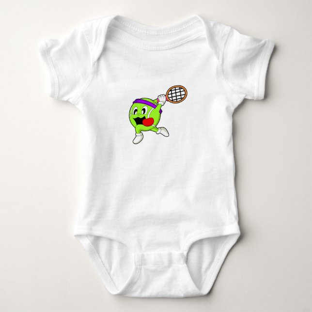 Tennis ball with Tennis racket Baby Bodysuit (Front)