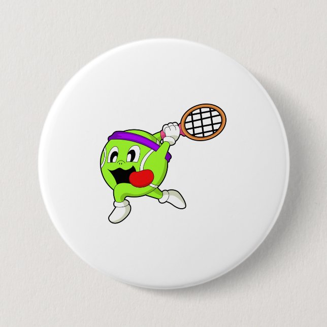 Tennis ball with Tennis racket Button (Front)