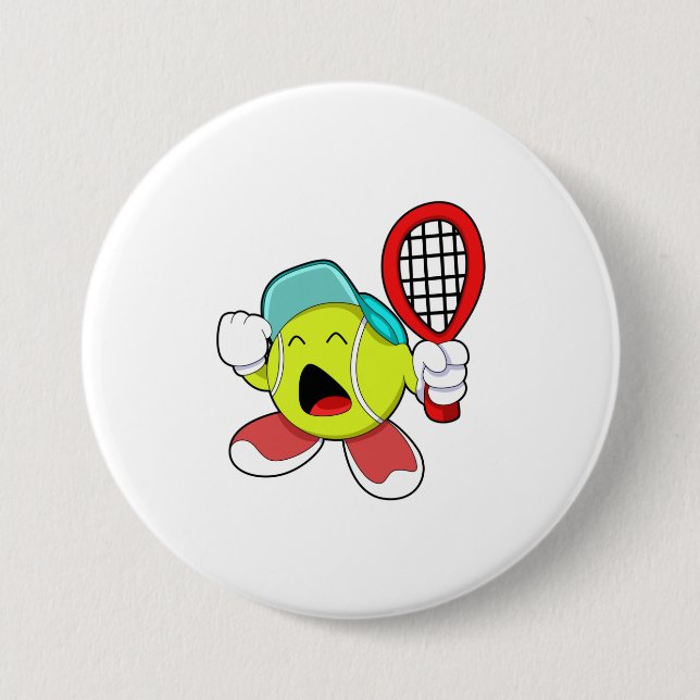 Tennis ball with Tennis racket Button (Front)