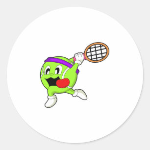 Tennis ball with Tennis racket Classic Round Sticker