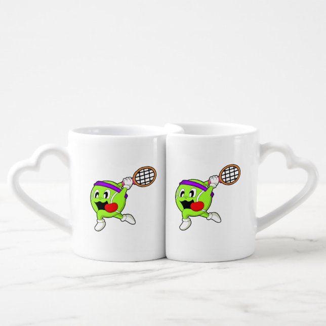 Tennis ball with Tennis racket Coffee Mug Set (Front Nesting)