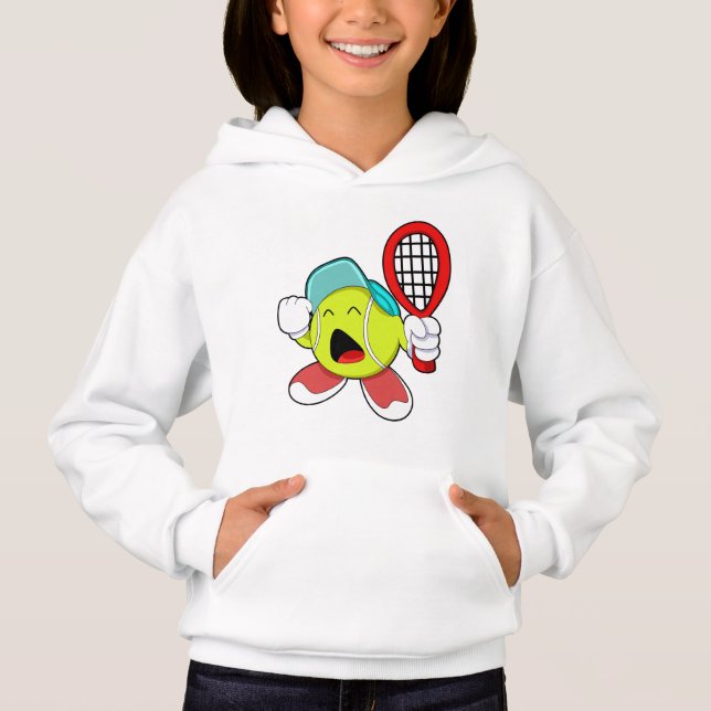 Tennis ball with Tennis racket Hoodie (Front)
