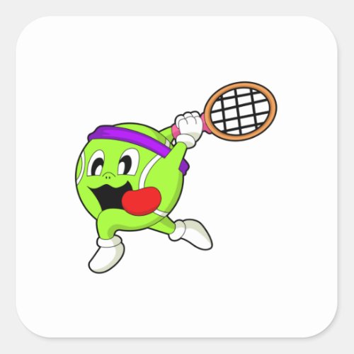 Tennis ball with Tennis racket Square Sticker