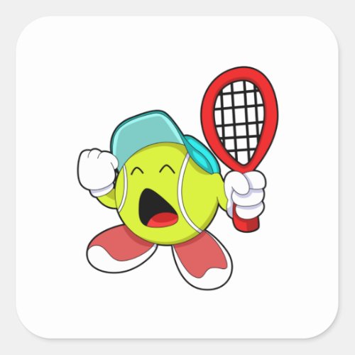 Tennis ball with Tennis racket Square Sticker