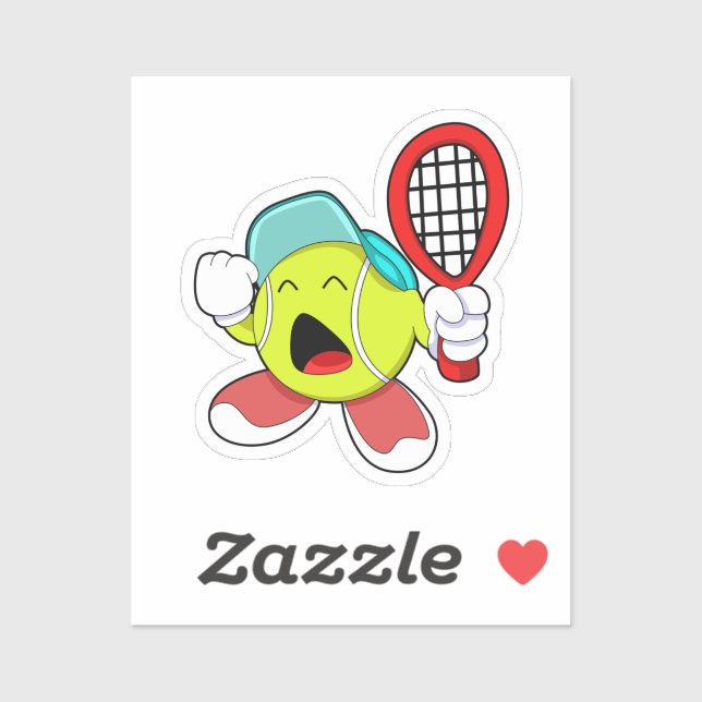 Tennis ball with Tennis racket Sticker (Sheet)