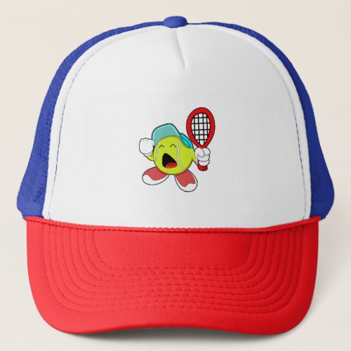 Tennis ball with Tennis racket Trucker Hat