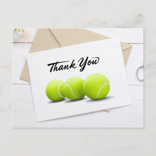 Tennis ball with Thank you  Postcard (Front)