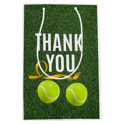 Tennis ball with Thank you wording Wrapping Paper Medium Gift Bag