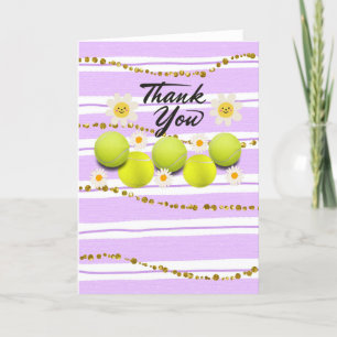 Tennis ball with white daisy flower thank you card