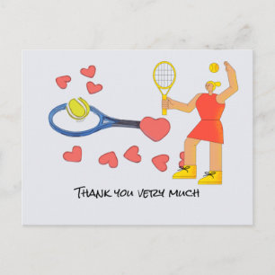 Tennis ball with Woman player Thank you  Postcard