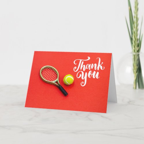 Tennis ball with word thank you card