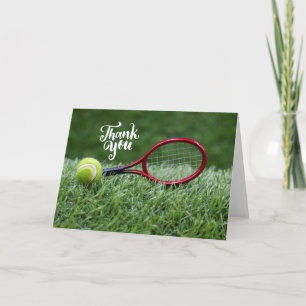 Tennis ball with word thank you card