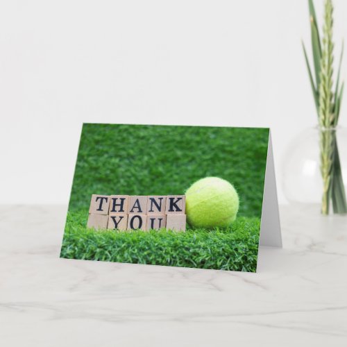 Tennis ball with word thank you card