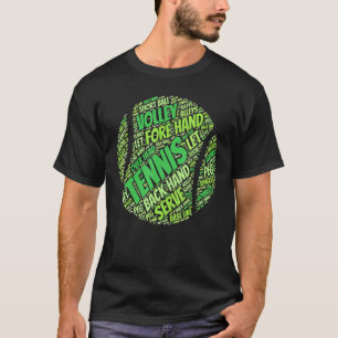 Tennis Ball Word Cloud Cool Tennis Player T-Shirt