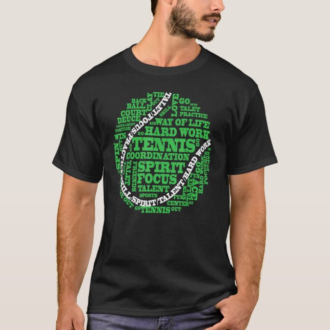 Tennis Ball Word Cloud Cool Tennis Players T-Shirt (Front)