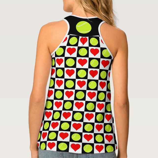 Tennis Balls and Hearts Tennis Player Tank Top (Back)