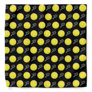 Tennis Balls and Racket Sport Pattern Yellow Black Bandana