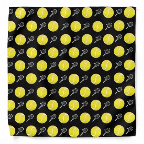 Tennis Balls and Racket Sport Pattern Yellow Black Bandana
