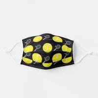 Tennis Balls and White Rackets Athletic Pattern Cloth Face Mask