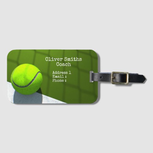 Tennis balls are on the court background Coach  Luggage Tag