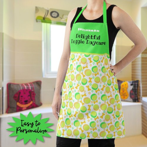 Tennis Balls Bones Artwork Pattern Pet Care Apron