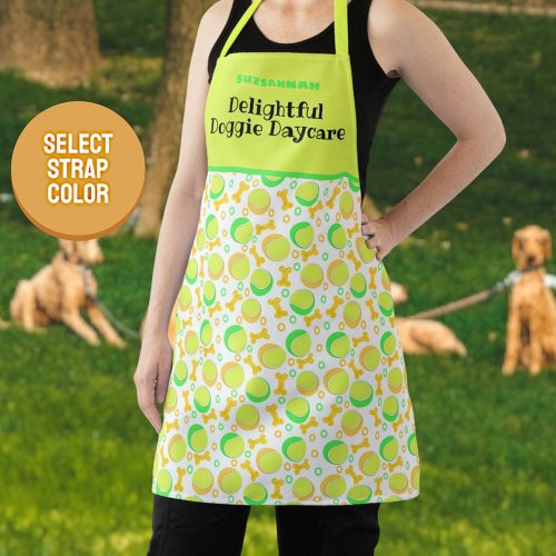 Tennis Balls Bones Artwork Pattern Pet Care Apron