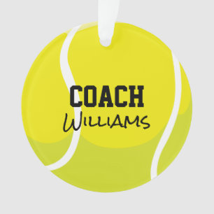 Tennis Balls Coach NAME Team Year Yellow Sports Ornament