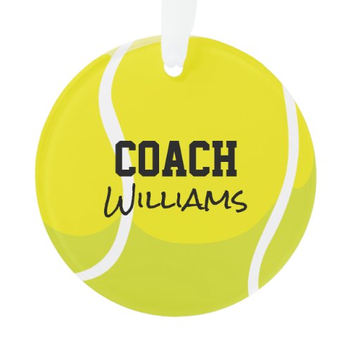 Tennis Balls Coach NAME Team Year Yellow Sports Ornament