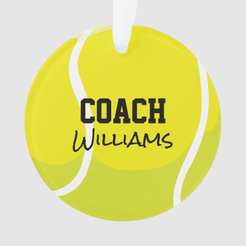 Tennis Balls Coach NAME Team Year Yellow Sports Ornament