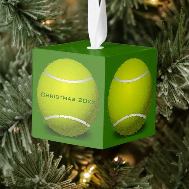 Tennis Balls Design Cube Ornament