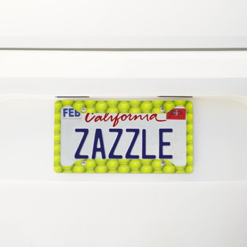 Tennis Balls License Plate Frame - Aluminum Car Tag Holder With Tennis Design