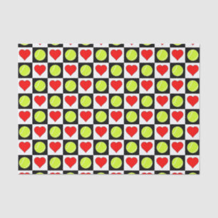 Tennis Balls & Hearts Pattern Tissue Paper